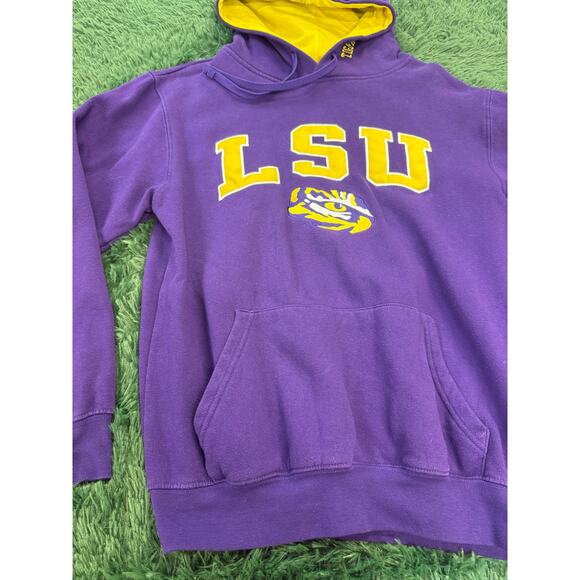 LSU Louisiana State University Pullover Purple | Yellow Sweatshirt Hoodie Medium - Picture 4 of 8